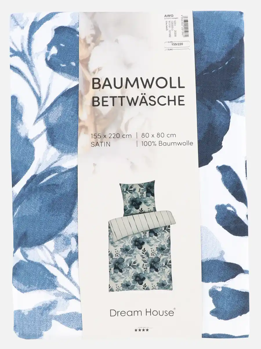 Bild 2 von Satinbettwäsche "Aqua blue" 155x220cm Blau