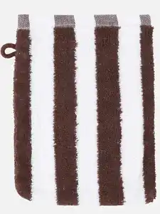 Waschhandschuh gestreift, 16x21cm Braun