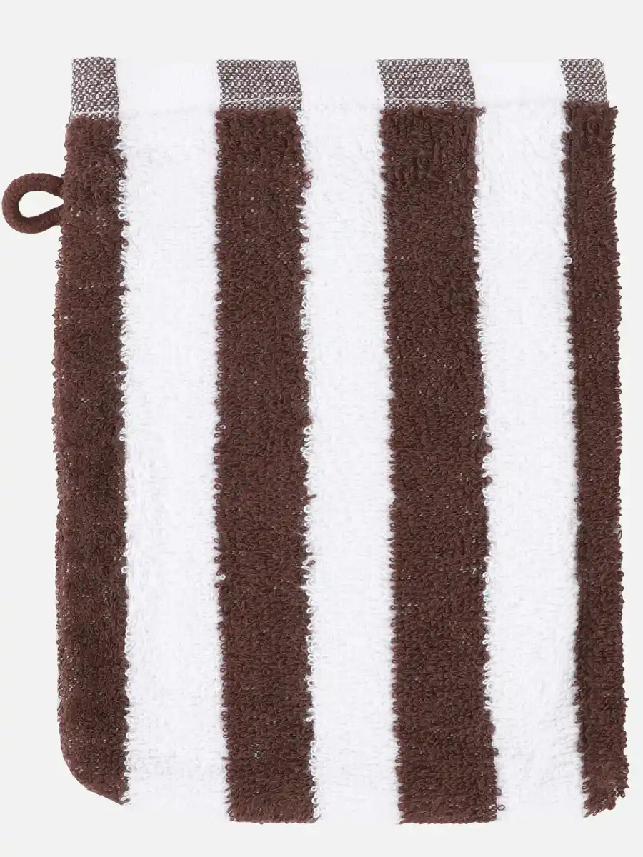 Bild 1 von Waschhandschuh gestreift, 16x21cm Braun