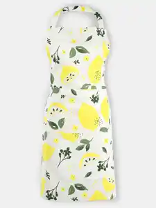 Damen Kochschürze mit Blättern und Früchten Weiß