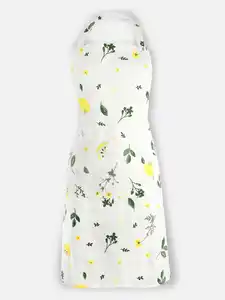Damen Kochschürze mit Blättern und Früchten Weiß