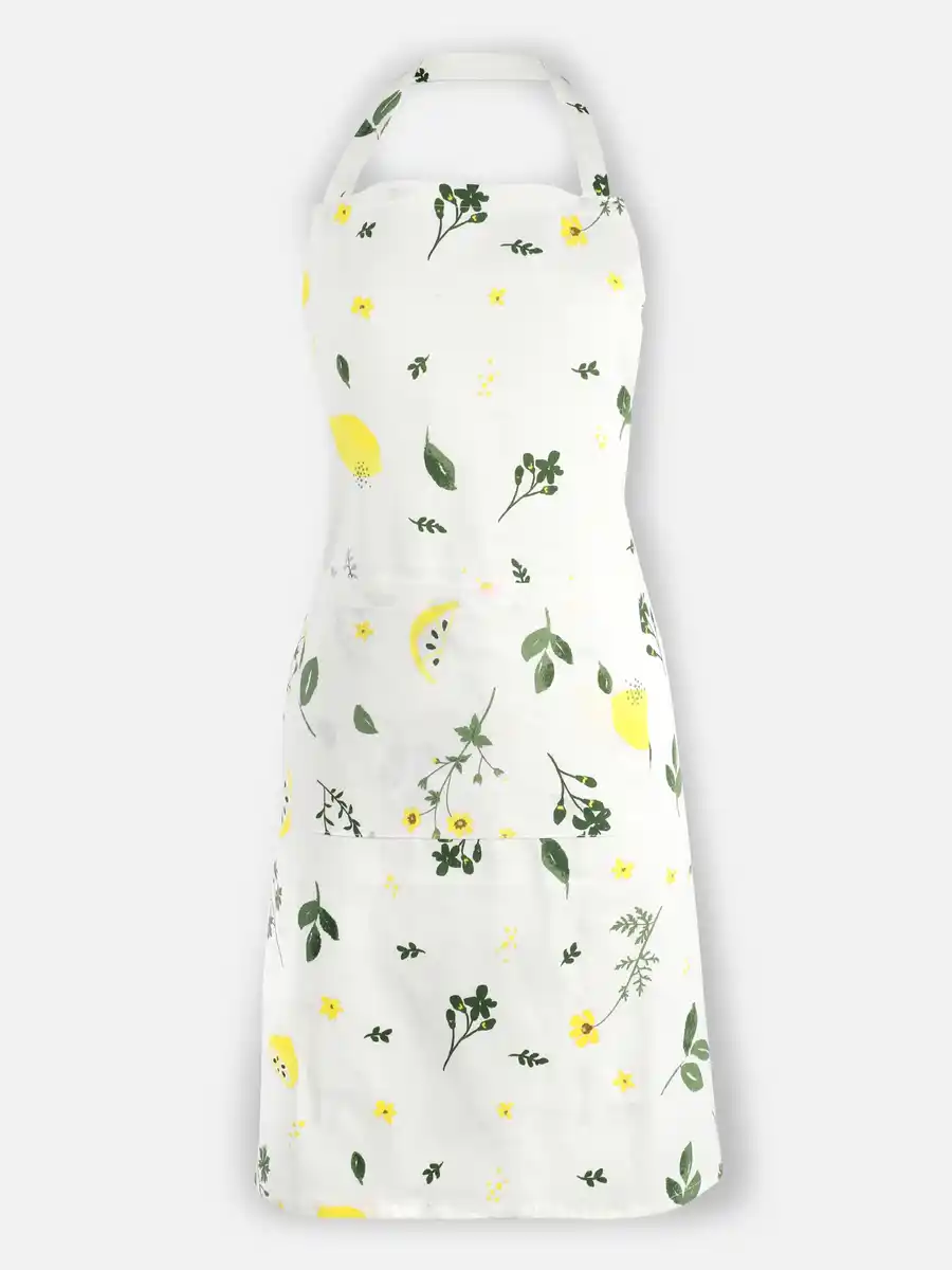 Bild 1 von Damen Kochschürze mit Blättern und Früchten Weiß