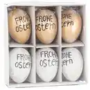 Bild 1 von Ostereier‑Anhänger Set, 6-teilig, Kunststoff, weiß/goldfarben, 6 cm