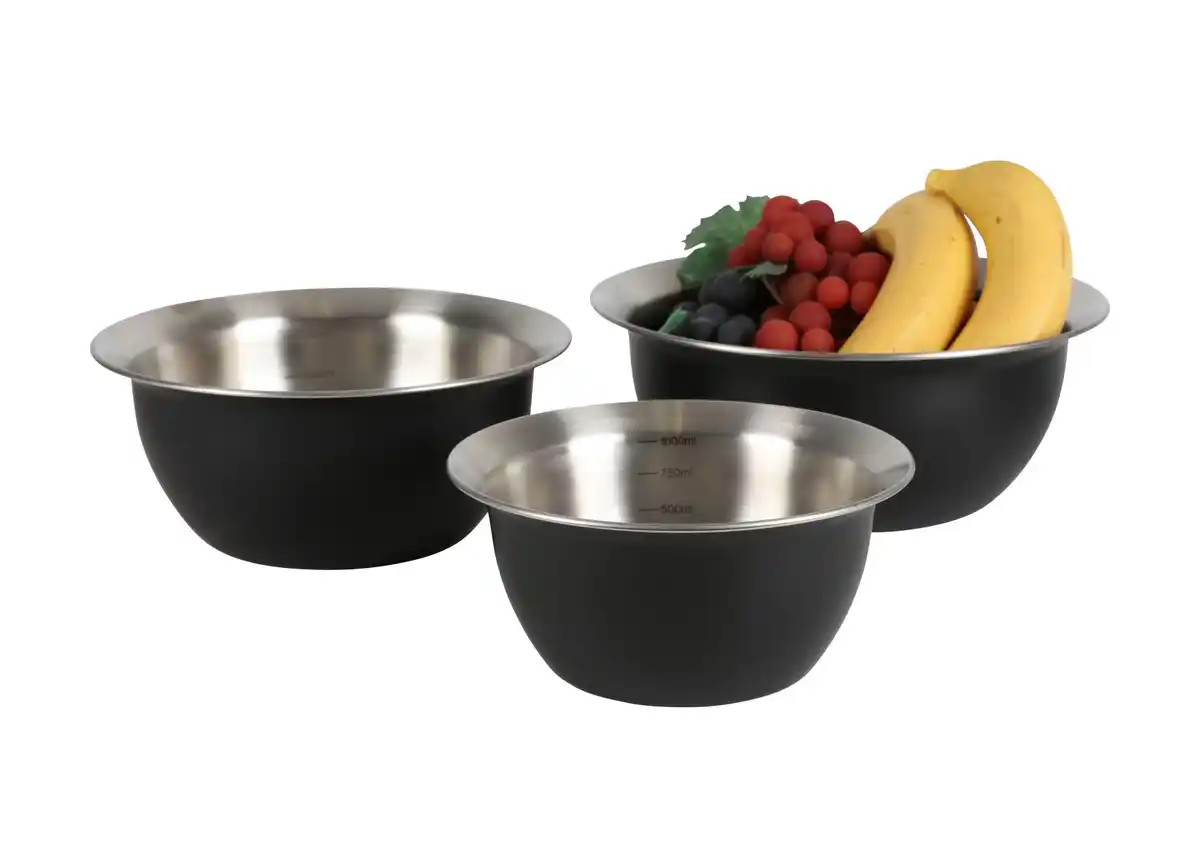 Bild 1 von Edelstahl-Schüsselset Schwarz 3-teilig