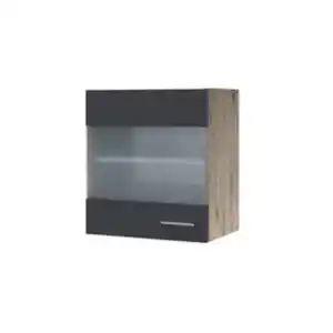 Flex-Well Glas-Hängeschrank »Morena«, Basaltgrau/San Remo Eiche, grau, melaminbeschichtete Spanplatte