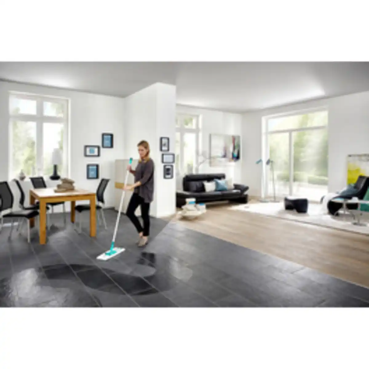 Bild 2 von LEIFHEIT Bodenwischer »Profi XL Micro Duo Alu«, inkl. Micro-Duo Wischbezug und Superduster XL, türkis