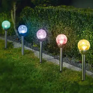 I-Glow XXL-LED-Solar-Kugel "Crashglas" 4er-Set