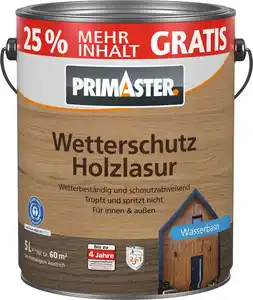 Primaster Wetterschutz Holzlasur 5 L kiefer + 25% gratis