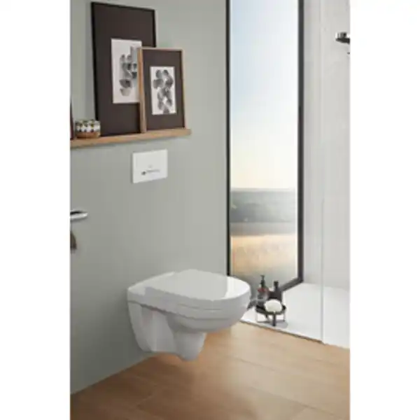 Bild 3 von VILLEROY & BOCH Wand WC »Targa«, tief, spülrandlos, inkl. Hamberger WC-Sitz, weiß