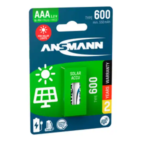 Bild 2 von ANSMANN® Akku »Solar 600«, NiMH, Micro AAA, 2er Pack