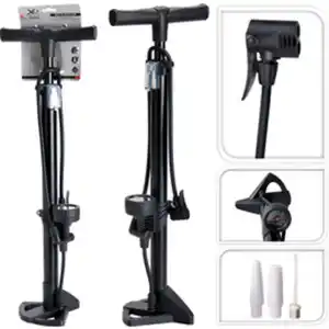 Fahrradpumpe, integriertes Manometer bis 11 bar, ØxH: 3,5 x 70 cm, schwarz