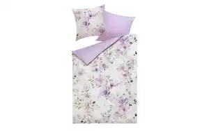 Wendebettwäsche Satin Violetta, weiß/violett, 135 x 200 cm