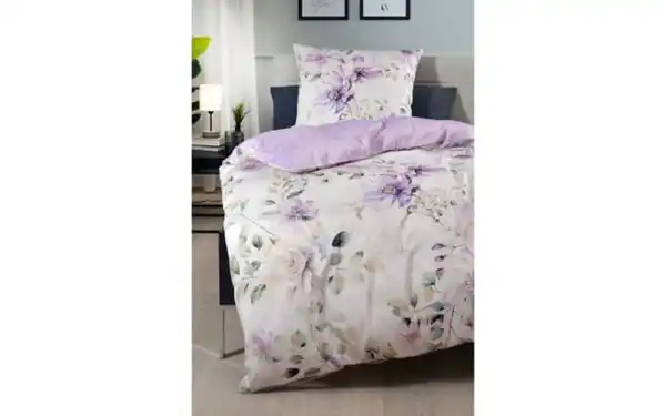 Bild 2 von Wendebettwäsche Satin Violetta, weiß/violett, 135 x 200 cm