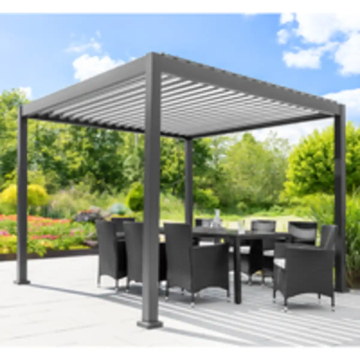 Bild 2 von Alu Pergola mit beweglicher Entlüftung, ca. 300 x 300 x 230 cm - Anthrazit