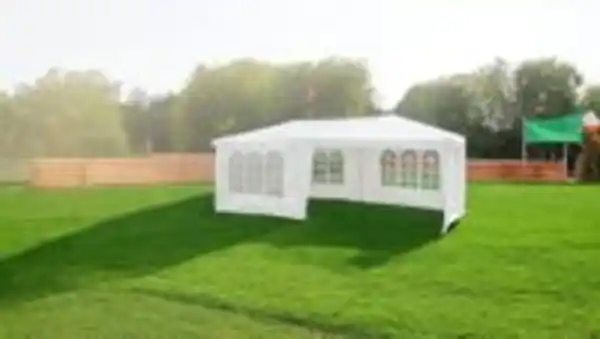 Bild 4 von Pavillon mit 5 Seitenwänden, aus behandeltem Stahl und Polyethylen ca. 600 x 300 x 250 cm – Weiß