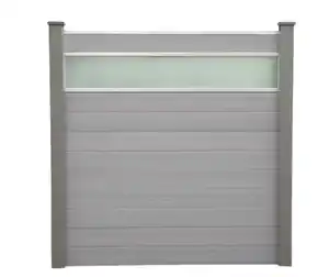 WPC-Sichtschutzzaun CAMILA - mit Glasdesign 1x Zaunelement + 2x Pfosten - Hellbraun