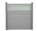 Bild 1 von WPC-Sichtschutzzaun CAMILA - mit Glasdesign 1x Zaunelement + 2x Pfosten - Hellbraun