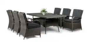 19tlg. Dining Set Sitzgruppe DUBLIN aus Aluminium inkl. Polsterauflage, Braun