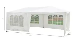 Pavillon mit 5 Seitenwänden, aus behandeltem Stahl und Polyethylen ca. 600 x 300 x 250 cm – Weiß