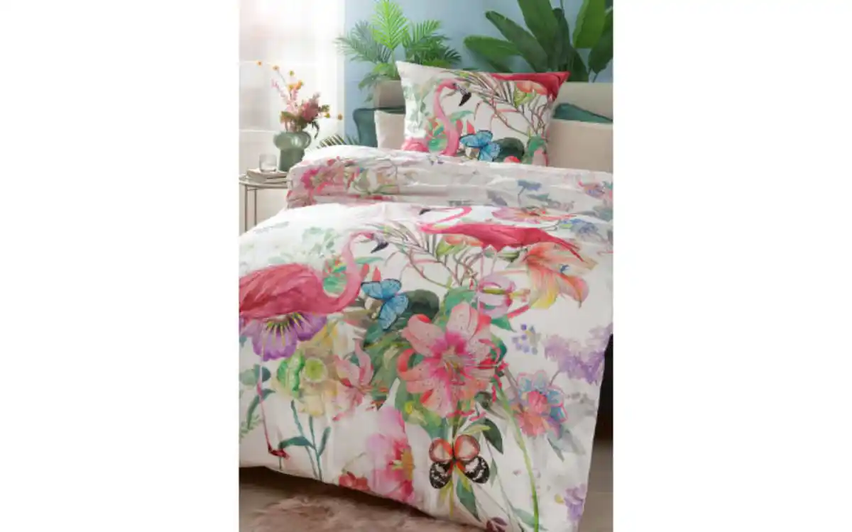 Bild 3 von Wendebettwäsche Satin Flora, weiß/violett, 135 x 200 cm