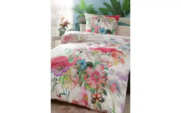 Bild 3 von Wendebettwäsche Satin Flora, weiß/violett, 135 x 200 cm