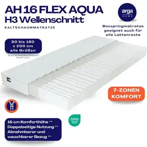 AH16 FlexAqua Kaltschaummatratze H3, 7-Zonen Wellenschnitt – 16 cm Höhe