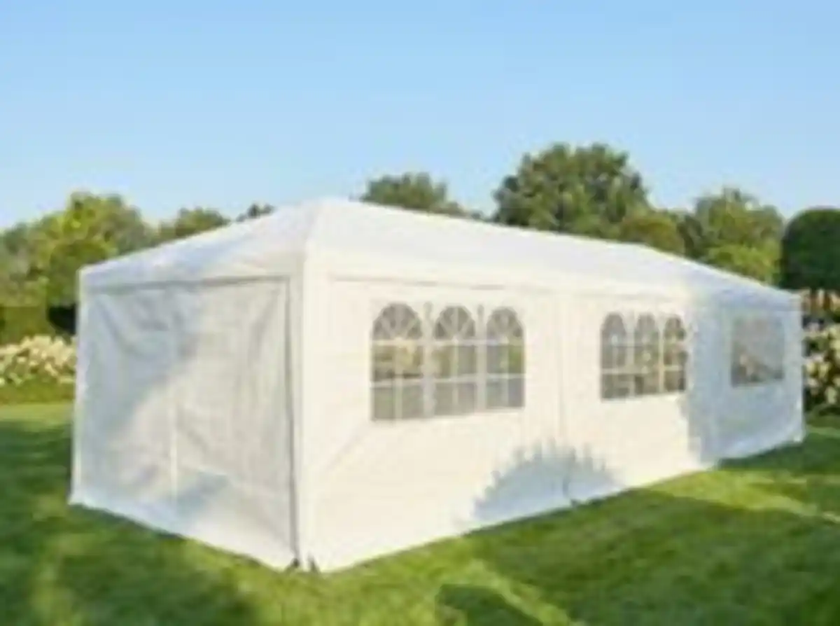 Bild 2 von Partyzelt Pavillon Faltbar Pop-Up mit 8 Seitenwänden, ca. 900 x 300 x 250 cm – Weiß