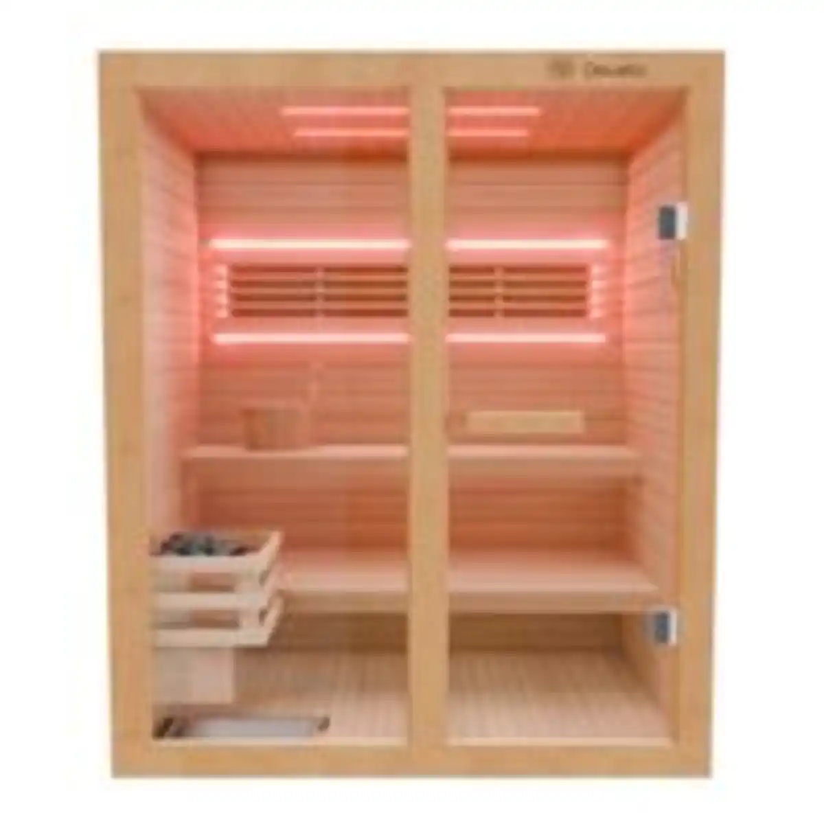 Bild 4 von Finnische Sauna TOFINO 160x150 Kabine aus Hemlock Tannenholz mit 4,5 kW Harvia Ofen