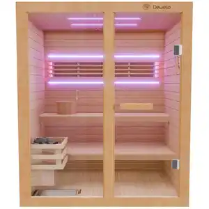 Finnische Sauna TOFINO 160x150 Kabine aus Hemlock Tannenholz mit 4,5 kW Harvia Ofen