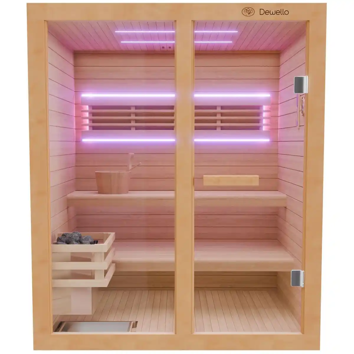 Bild 1 von Finnische Sauna TOFINO 160x150 Kabine aus Hemlock Tannenholz mit 4,5 kW Harvia Ofen