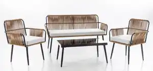 7tlg. Lounge-Set Sitzgruppe MARRY aus Aluminium und Rope-Geflecht inkl. Polsterauflage - Braun
