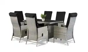 13tlg. Dining Set Sitzgruppe JUNIO aus Aluminium inkl. Polsterauflage, braun-grau