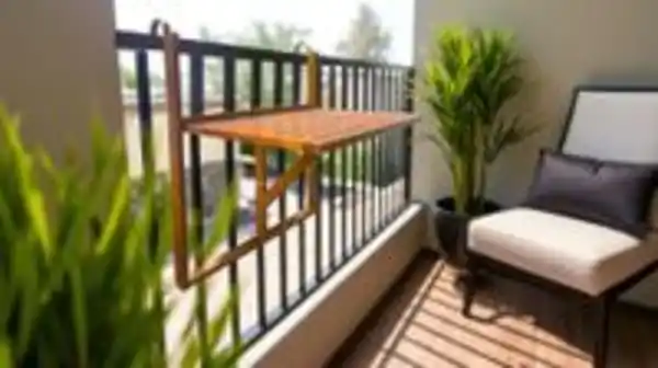 Bild 3 von Klappbarer Balkon-Hängetisch aus FSC Akazienholz, ca. 69 x 71 x 46 cm - Natürlicher Holzton