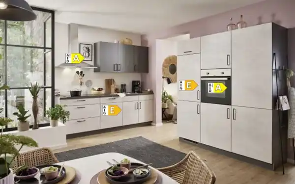 Bild 4 von Express Küchen - Einbauküche Bailo, Beton steinweiß, inkl. Elektrogeräte