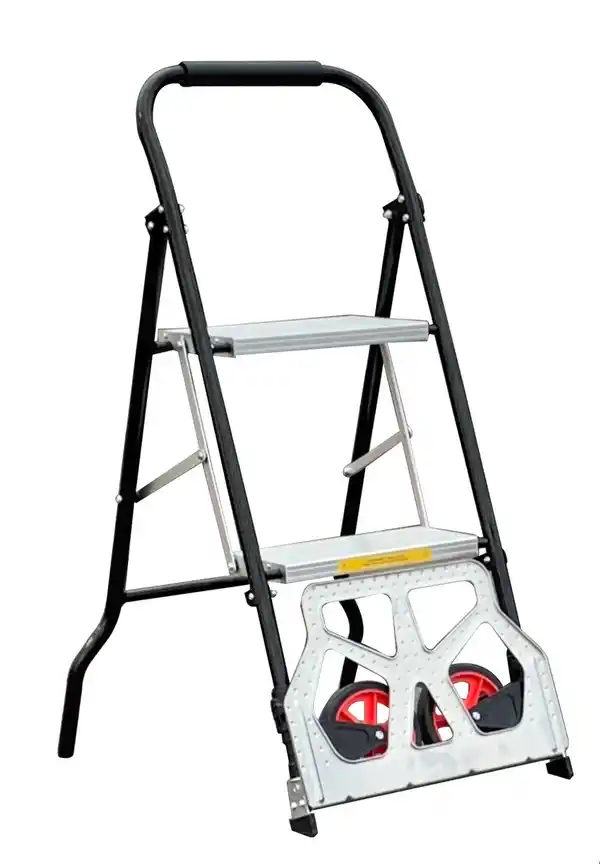 Bild 4 von 2 in 1 Transportkarre mit Trittleiter 2 Stufen Belastbarkeit Leiter:150kg / Karre:100kg