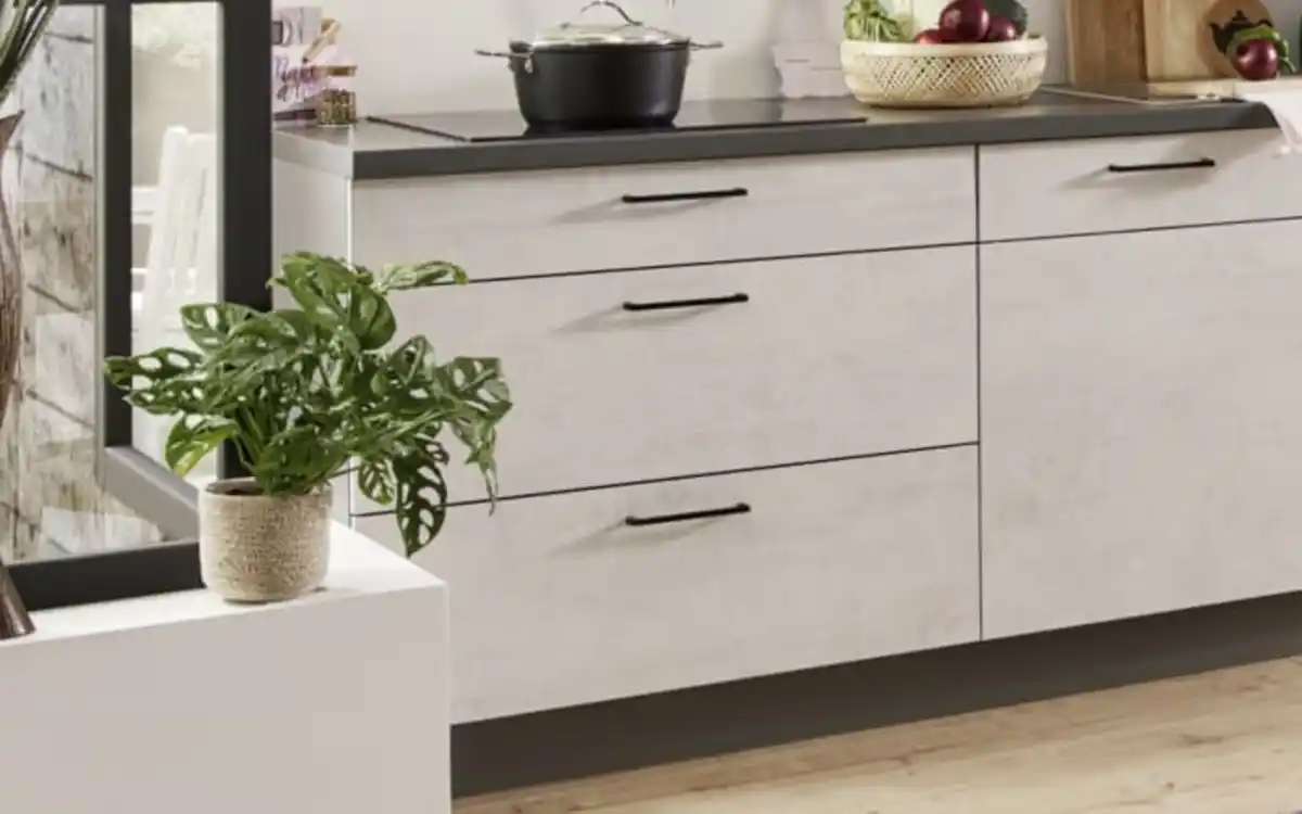 Bild 3 von Express Küchen - Einbauküche Bailo, Beton steinweiß, inkl. Elektrogeräte