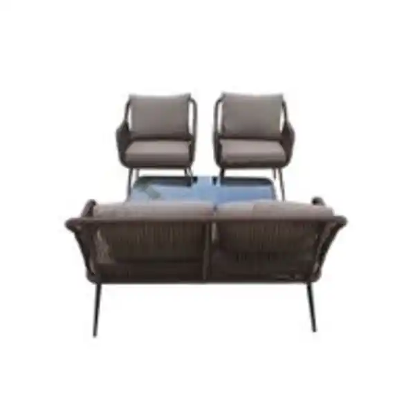 Bild 2 von 11tlg. Garten-Loungemöbel-Set CORDA aus Rope mit Polsterauflagen & Sicherheitsglasplatte