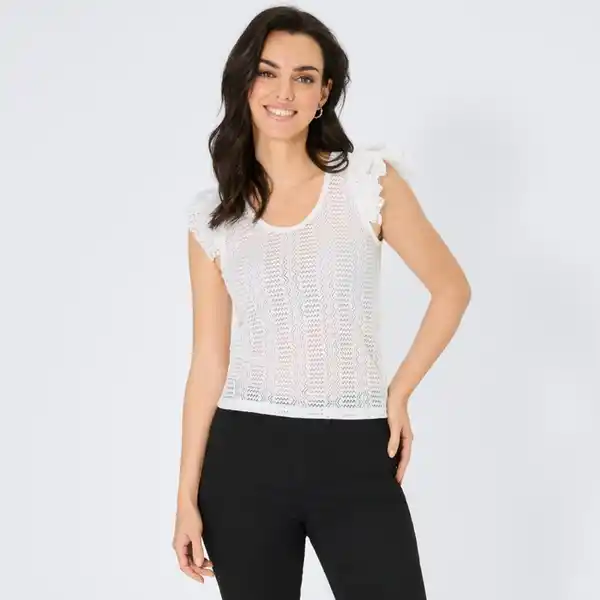 Bild 4 von Damen-T-Shirt in Ajour-Strick