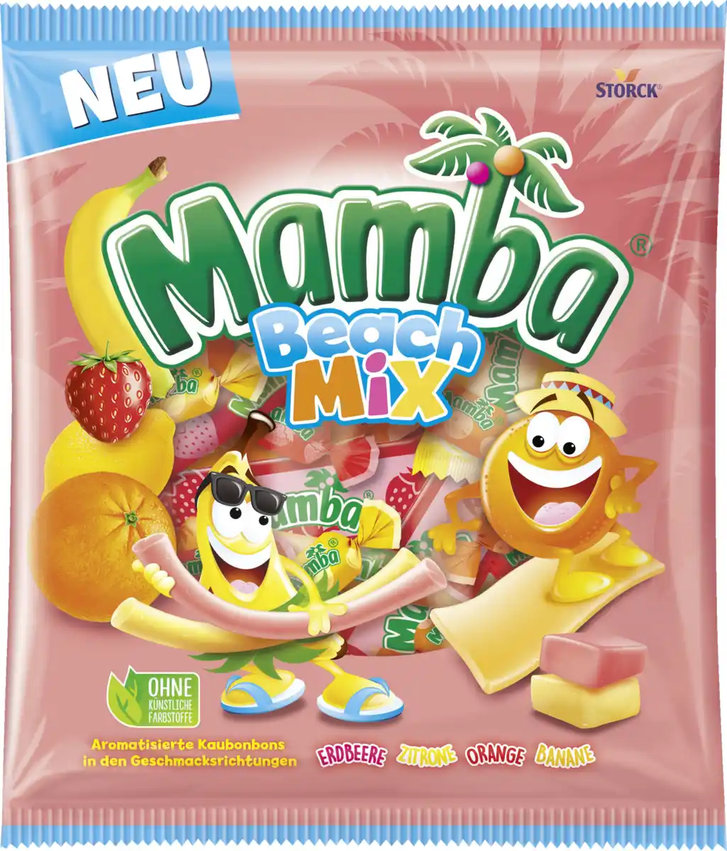 Bild 1 von Mamba Mamba Beach Mix Kaustreifen mit Fruchtgeschmack 1 x160g, 160 g