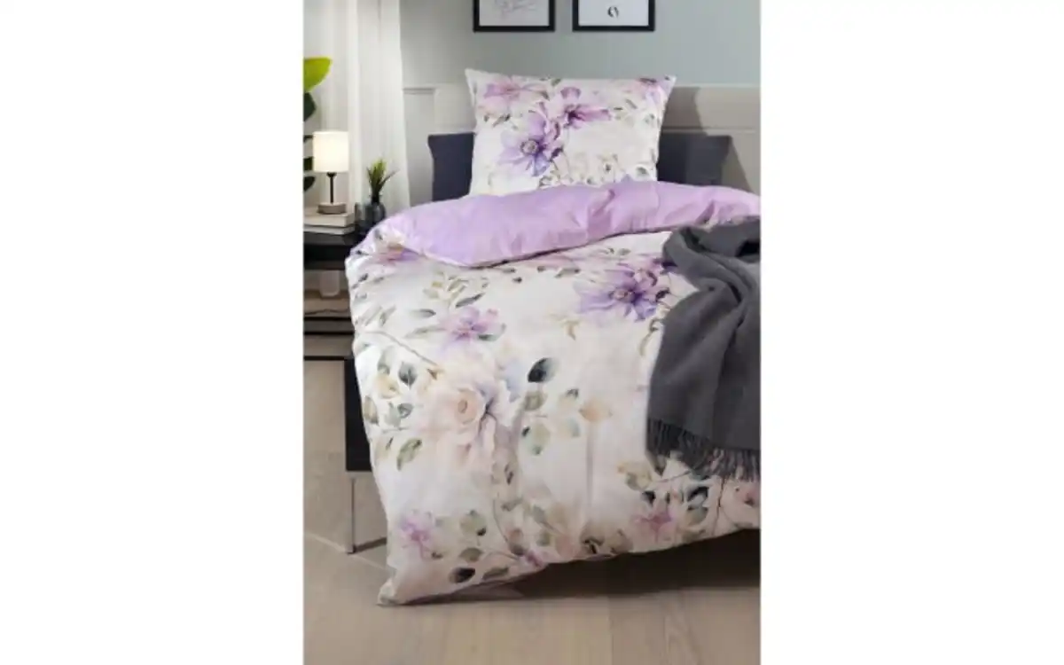 Bild 3 von Wendebettwäsche Satin Violetta, weiß/violett, 135 x 200 cm