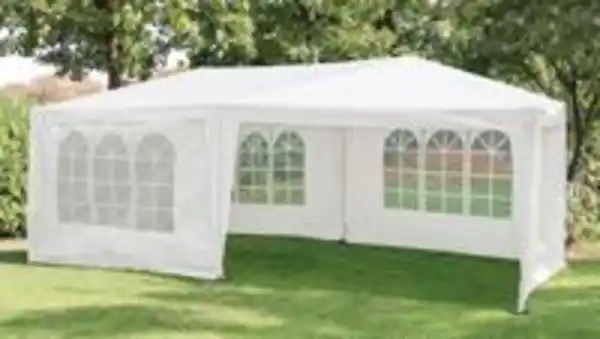 Bild 2 von Pavillon mit 5 Seitenwänden, aus behandeltem Stahl und Polyethylen ca. 600 x 300 x 250 cm – Weiß