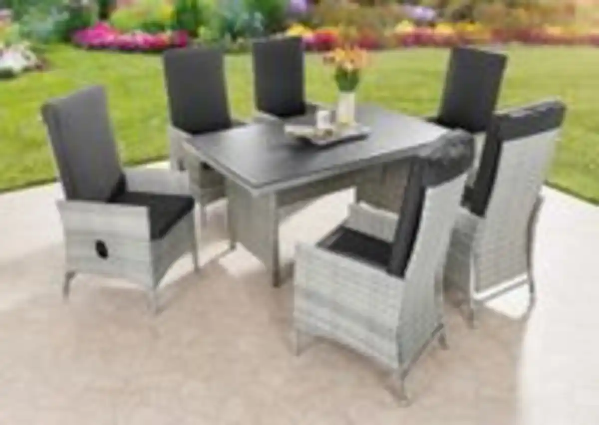 Bild 2 von 13tlg. Dining Set Sitzgruppe JUNIO aus Aluminium inkl. Polsterauflage, braun-grau