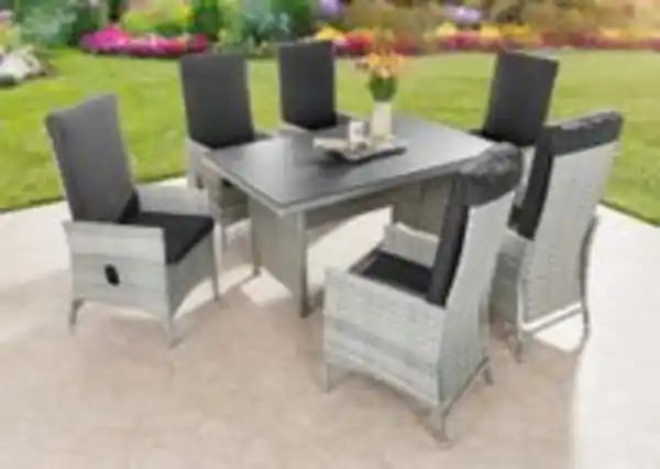 Bild 2 von 13tlg. Dining Set Sitzgruppe JUNIO aus Aluminium inkl. Polsterauflage, braun-grau