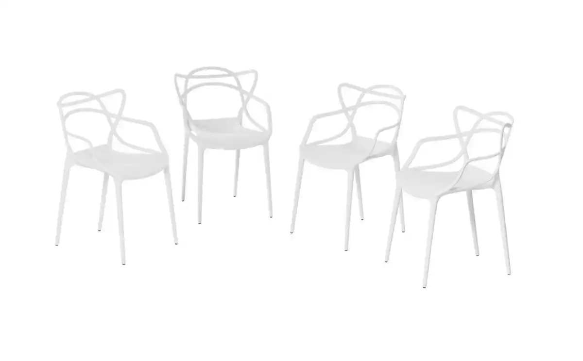 Bild 1 von 4er-Set Design-Esszimmerstühle aus Polypropyle, ca. 58 x 53 x 83 cm