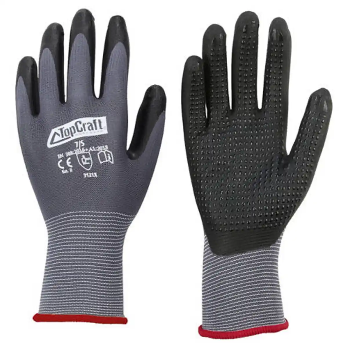 Bild 1 von TOPCRAFT Damen oder Herren Arbeitshandschuhe, Mit Noppen, 7/S