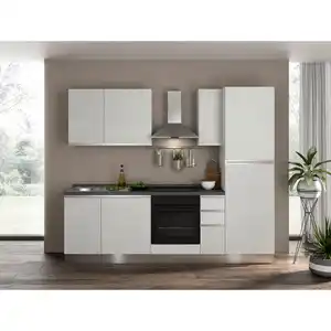 Mid.you Küchenblock Moena, Ulme, Metall, 3 Schublade(n) Schubladen, seitenverkehrt montierbar, nur wie online abgebildet bestellbar, 255 cm, Made in Italy, vormontierter Korpus, Küchen, Küchenzeil