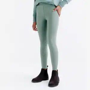 FOUGANZA Reitleggings 500 Full Grip Kinder graugrün