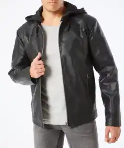 Schwarze Kunstlederjacke, schwarz