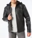 Bild 1 von Schwarze Kunstlederjacke, schwarz