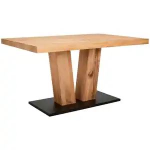 Moderano Esstisch, Eiche, Holz, Eiche, massiv, rechteckig, Säule, Bodenplatte, 90x76x160 cm, in verschiedenen Größen und Holzarten erhältlich, Esszimmer, Tische, Esstische